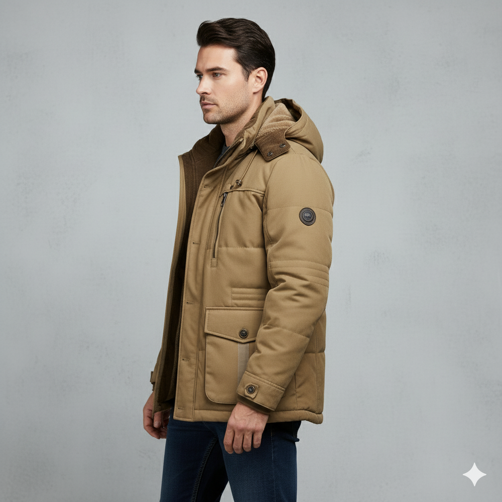 Warmer Herren Wintermantel mit Kapuze | Dick & Funktional