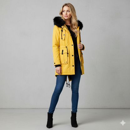 Damen Winterjacke mit Fellkapuze | Warm & Gefüttert