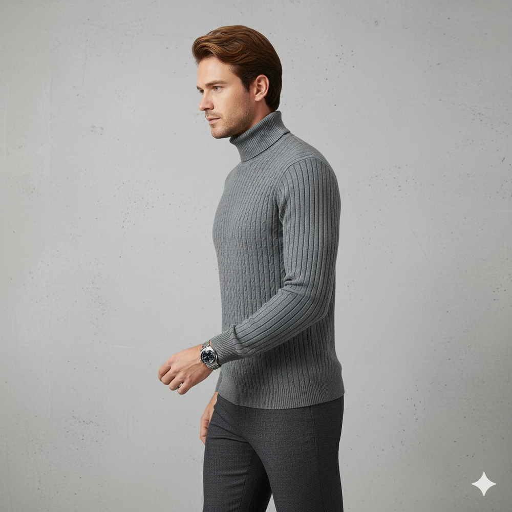 Feiner Herren Strickpullover mit Rollkragen