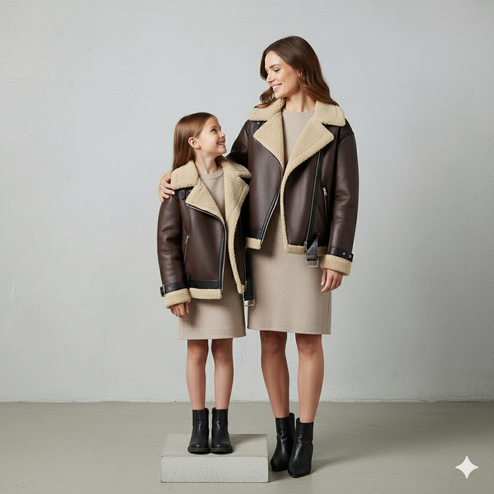 Damen Jacke mit Kunstfellkragen | Biker Style & Warm | Winter