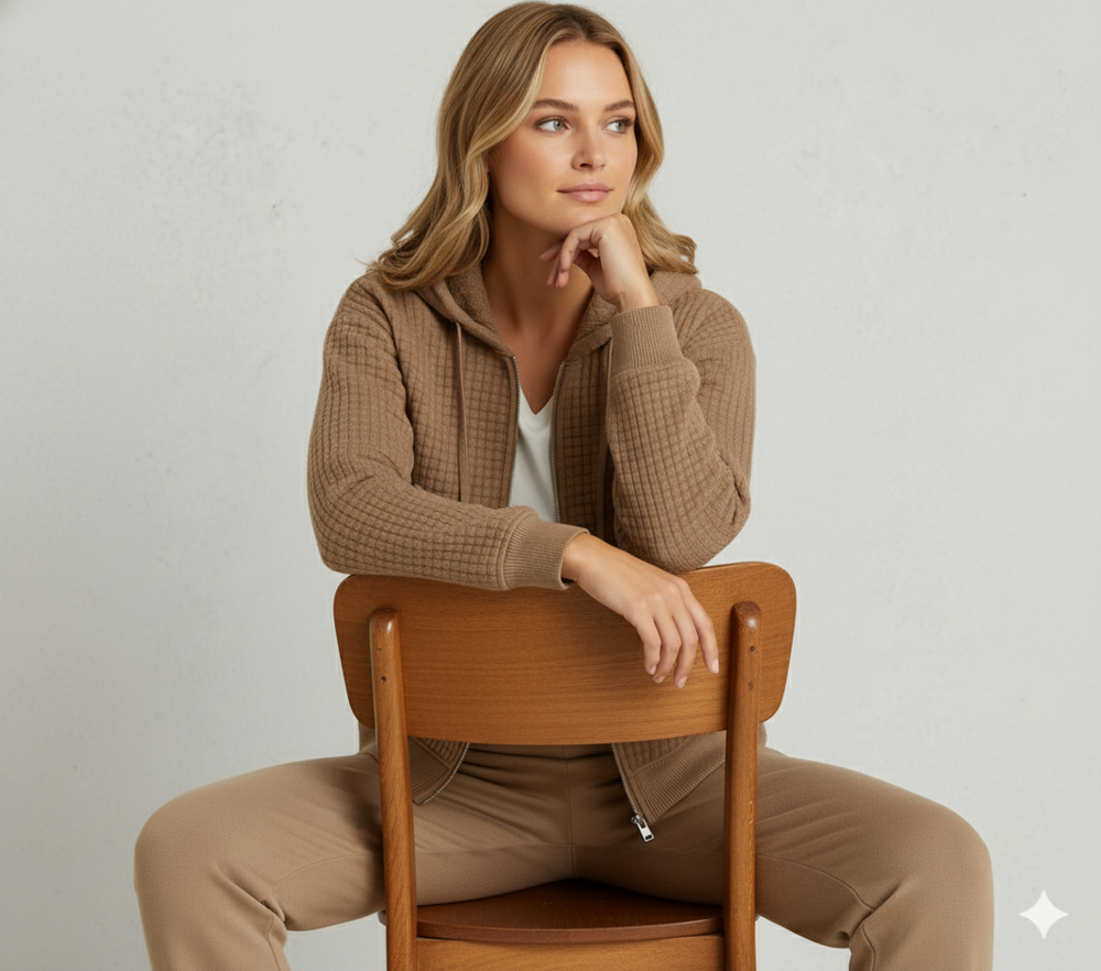 Leichter Damen Kapuzen Strickjacke mit Reißverschluss | Übergang