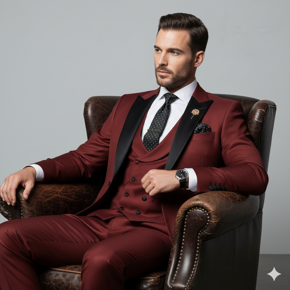 Herren 3-teiliger Anzug Slim Fit | Business Hochzeit Smoking