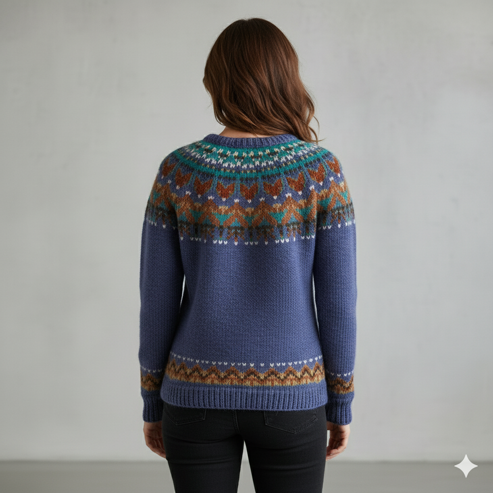 Damen Strickpullover mit Rundhals | Winter | Norweger-Muster