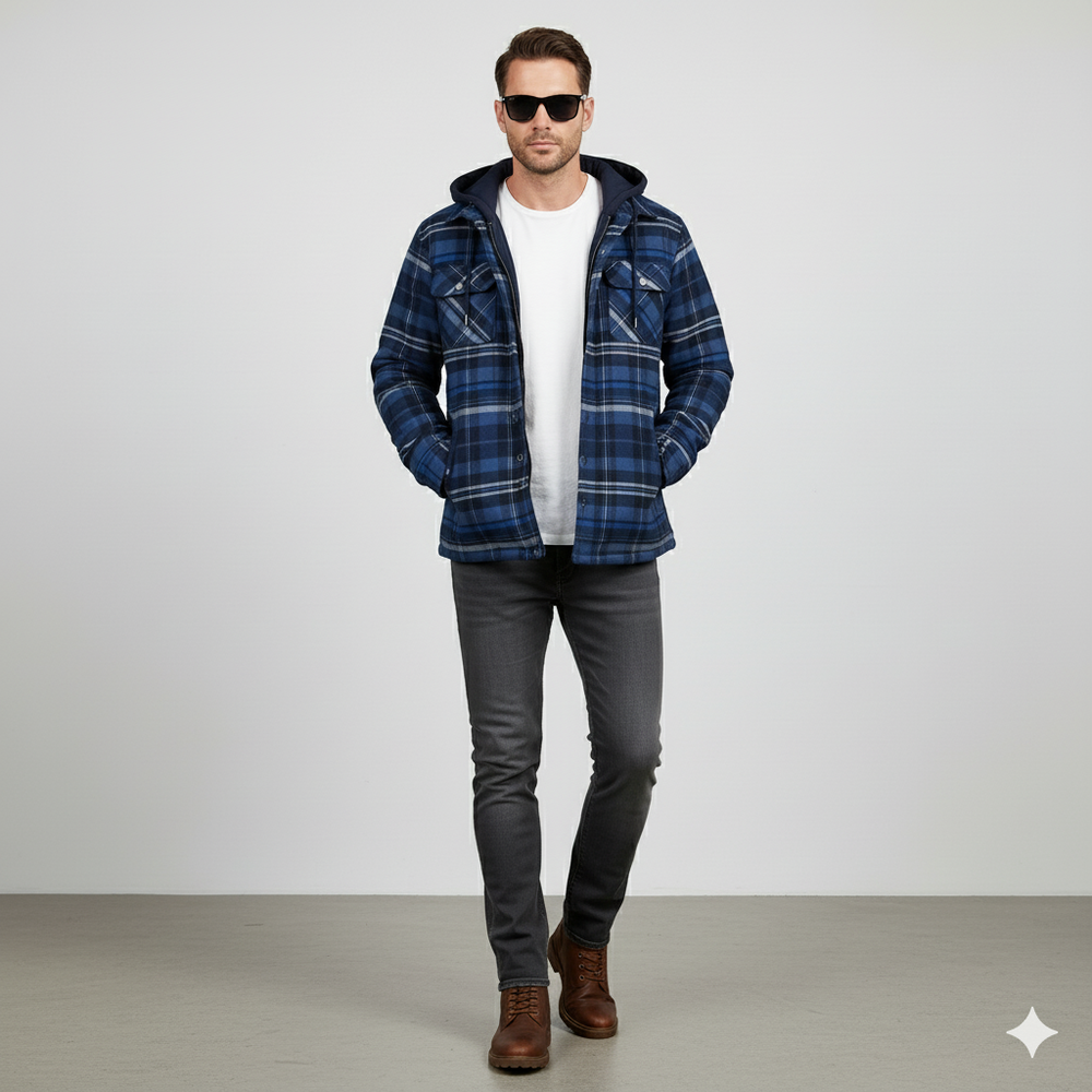 Gepolsterte Herrenjacke mit Karomuster | Warm & Casual Winter