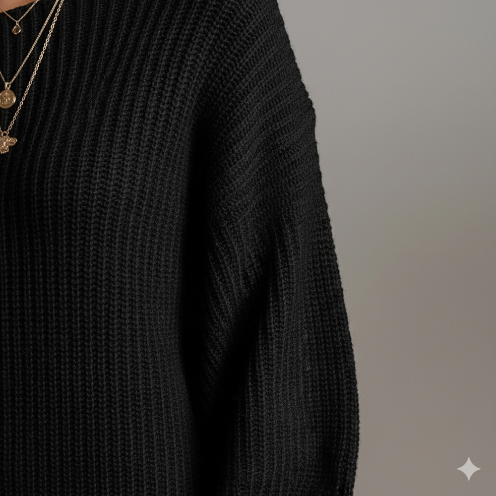 Damen Strickkleid schulterfrei | Elegant & Warm für Herbst Winter