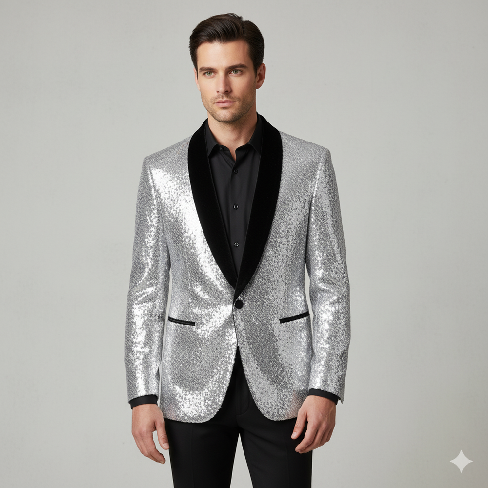 Herren Sakko mit Pailletten | Festlich & Elegant | Slim Fit