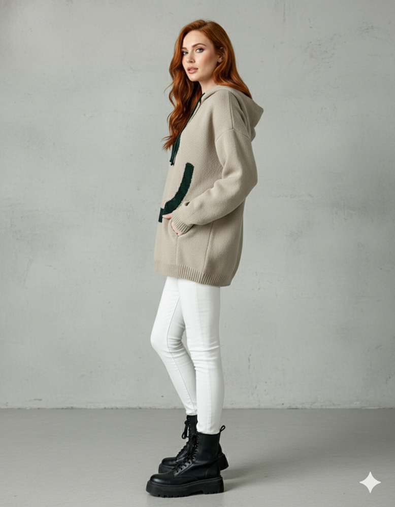 Damen Hoodie mit Smiley Print