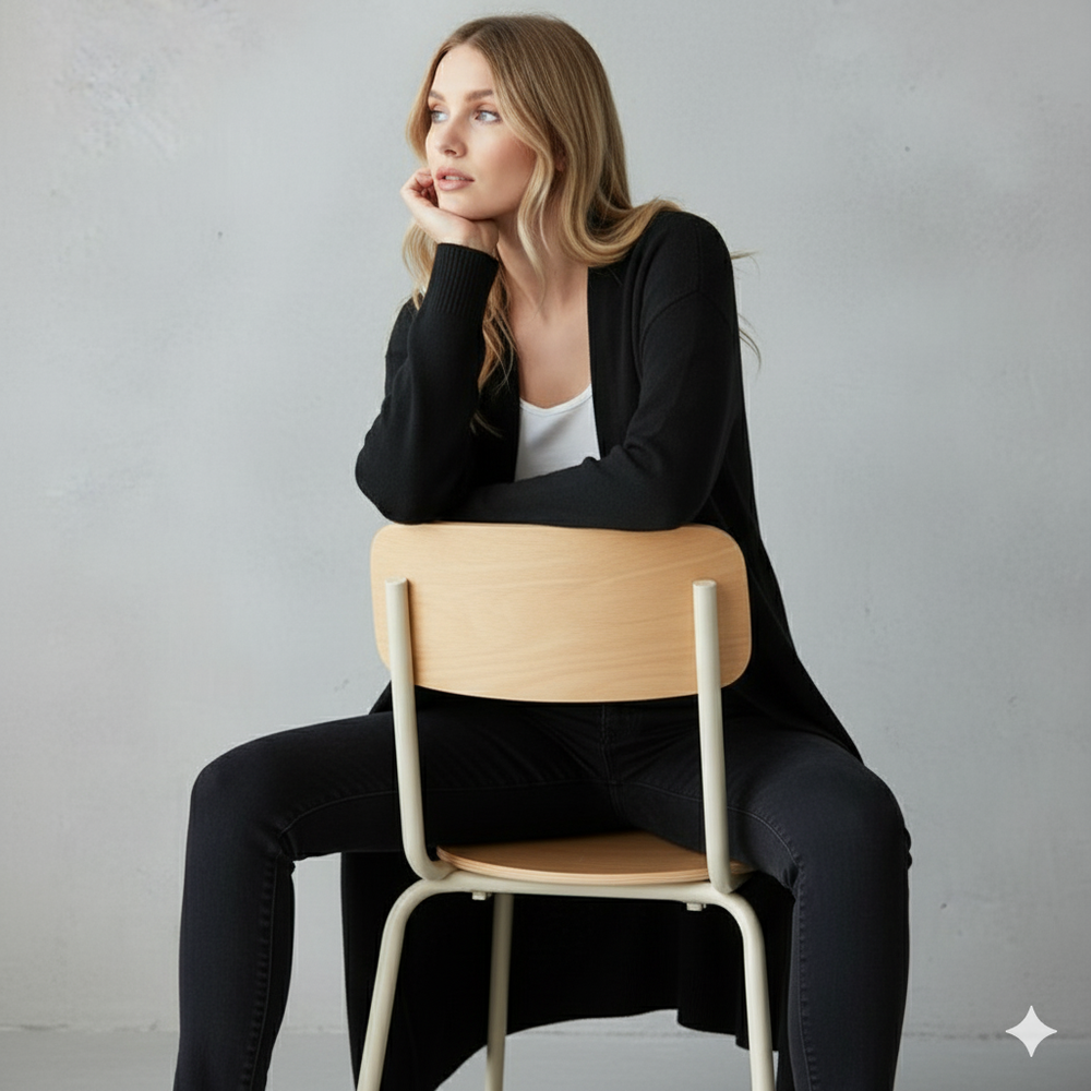 Langer Damen Strickjacke mit Taschen | Herbst & Winter | Elegant