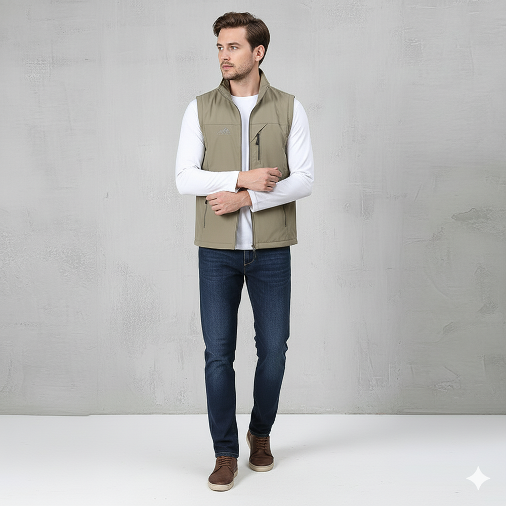 Herren Freizeitweste mit Reißverschluss | Leicht & Atmungsaktiv | Herbst
