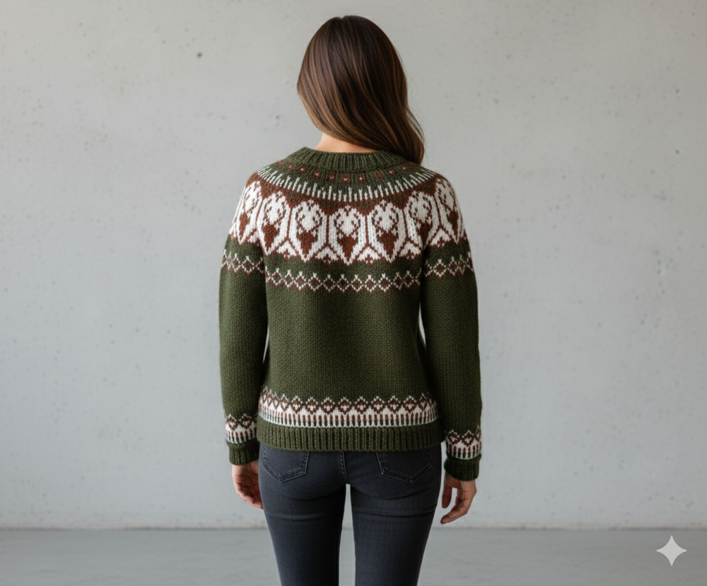 Damen Strickpullover mit Rundhals | Winter | Norweger-Muster