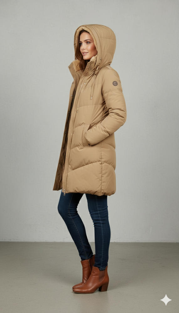 Damen Puffermantel mit Kapuze