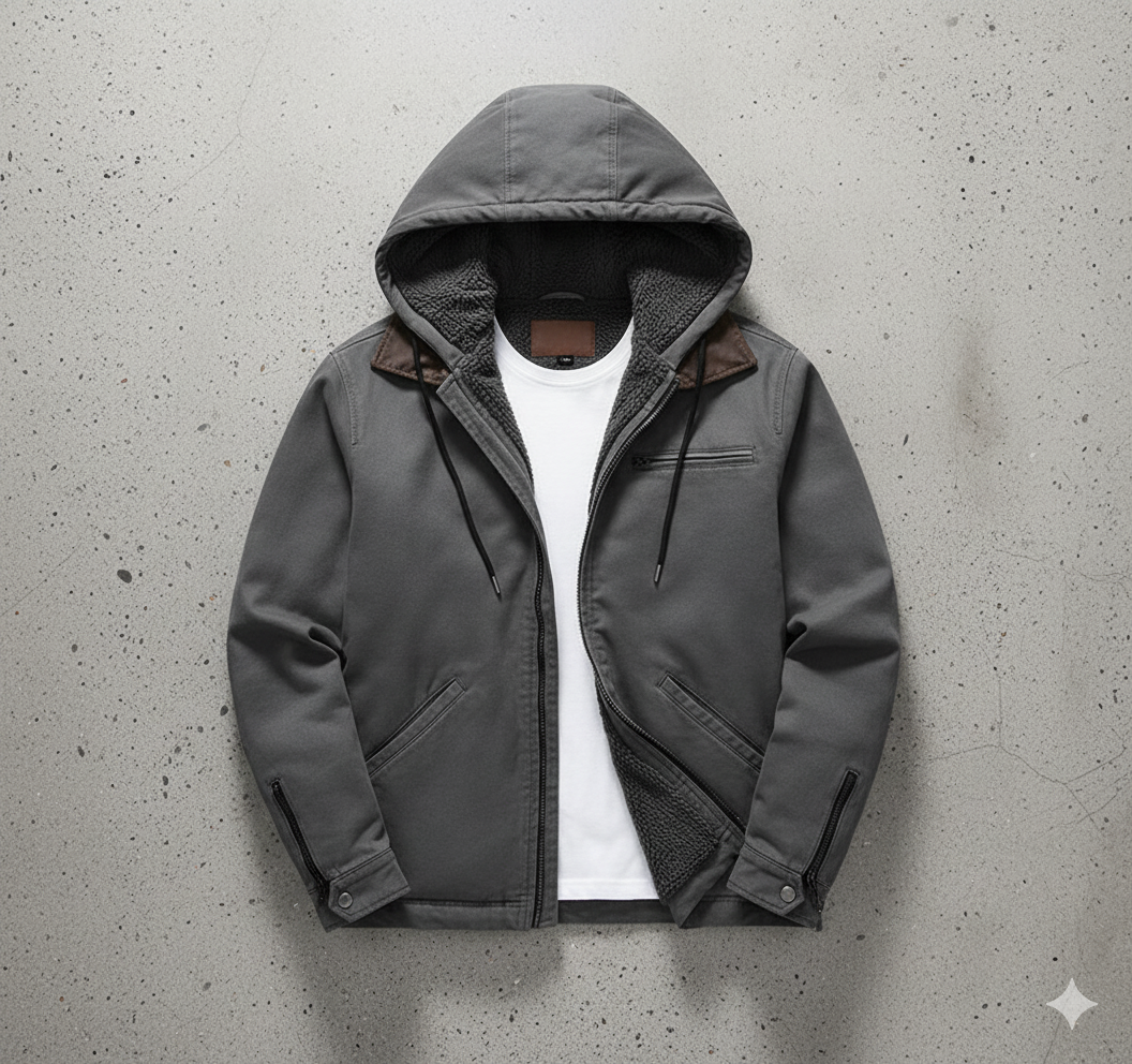 Warme Herren Kapuzenjacke mit Fleecefutter | Herbst Winter