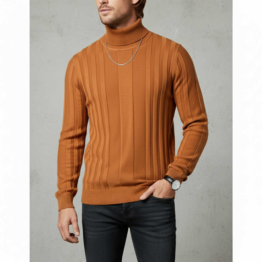 Herren Rollkragenpullover mit Strukturmuster