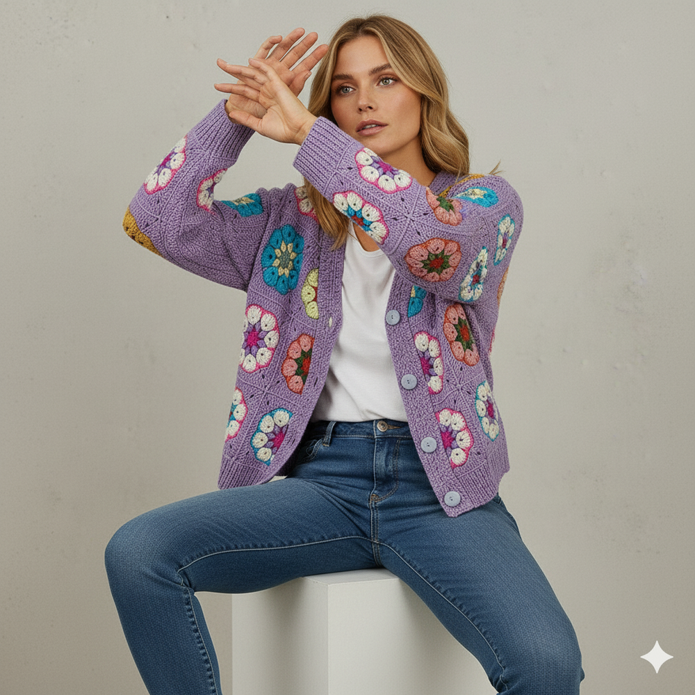 Damen Strickjacke mit abstraktem Print | Herbst/Winter | Stylisch