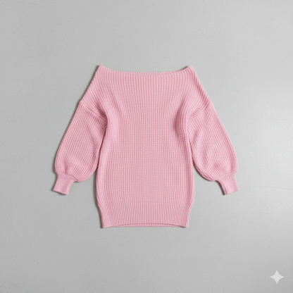 Damen Strickkleid schulterfrei | Elegant & Warm für Herbst Winter