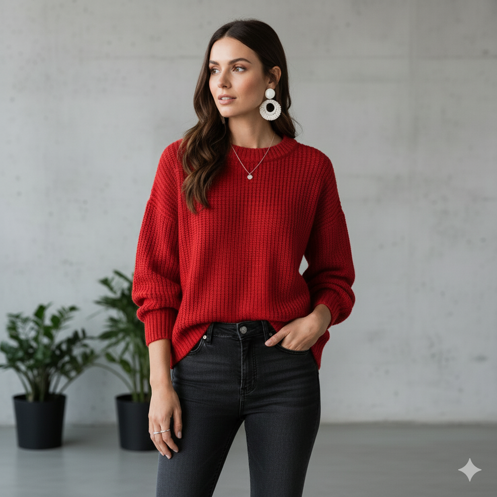 Locker gestrickter Damenpullover | Oversize & Freizeit