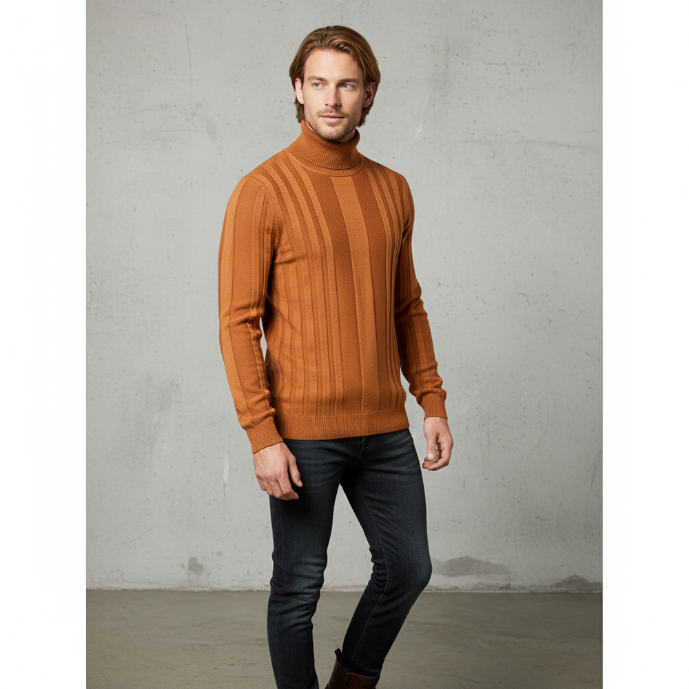 Herren Rollkragenpullover mit Strukturmuster