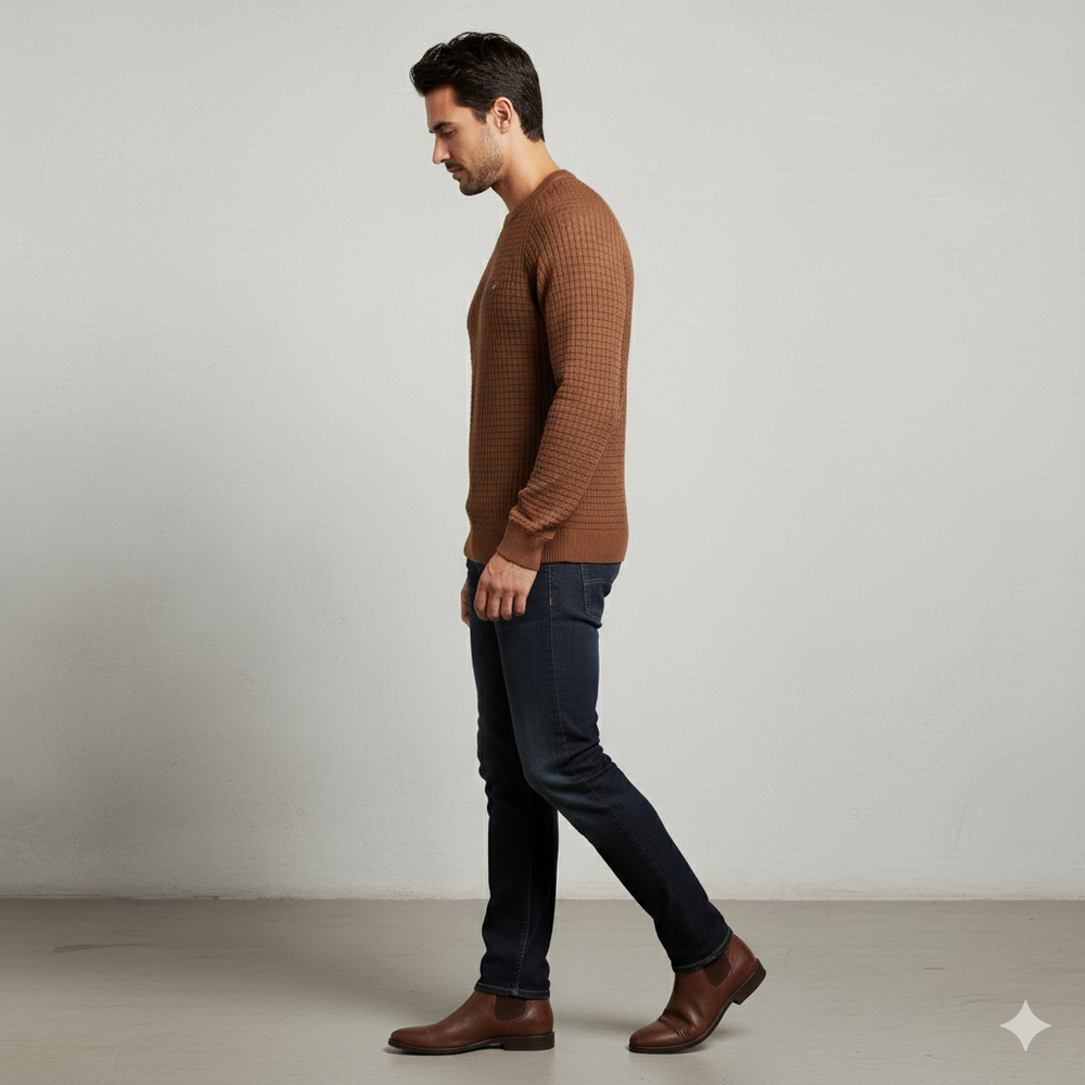 Herren Baumwollpullover mit Karomuster | Modern & Bequem