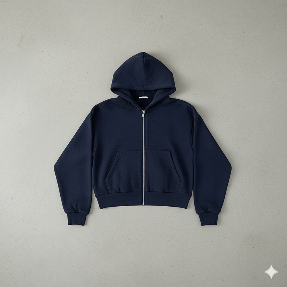 Kurz geschnittener Damen Hoodie mit Reißverschluss