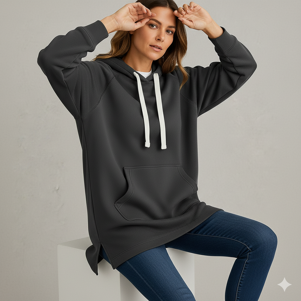 Lässiges Damen Hoodie Kleid mit Kordelzug | Bequem für Freizeit