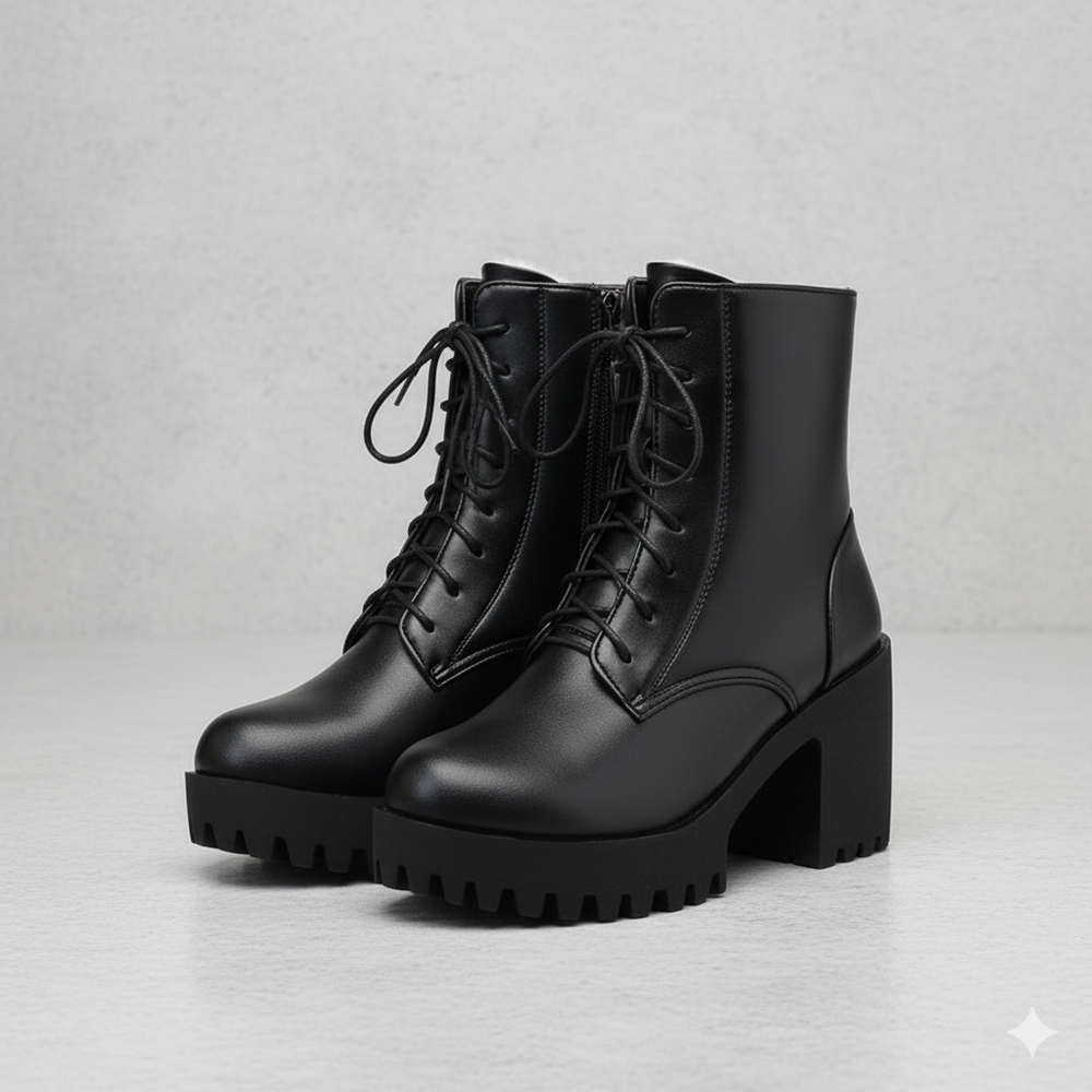 Damen Winter Stiefeletten mit Absatz | Warm Gefüttert & Vegan