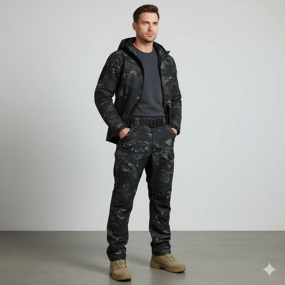Herren Outdoor Taktikanzug mit Kapuze | Wasserabweisend & Winter