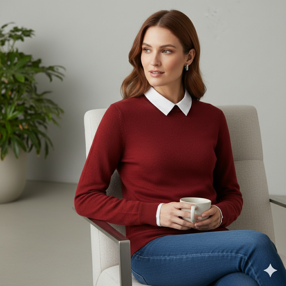 Kuscheliger Damen Strickpullover mit Rundhalsausschnitt | Winter | Elegant