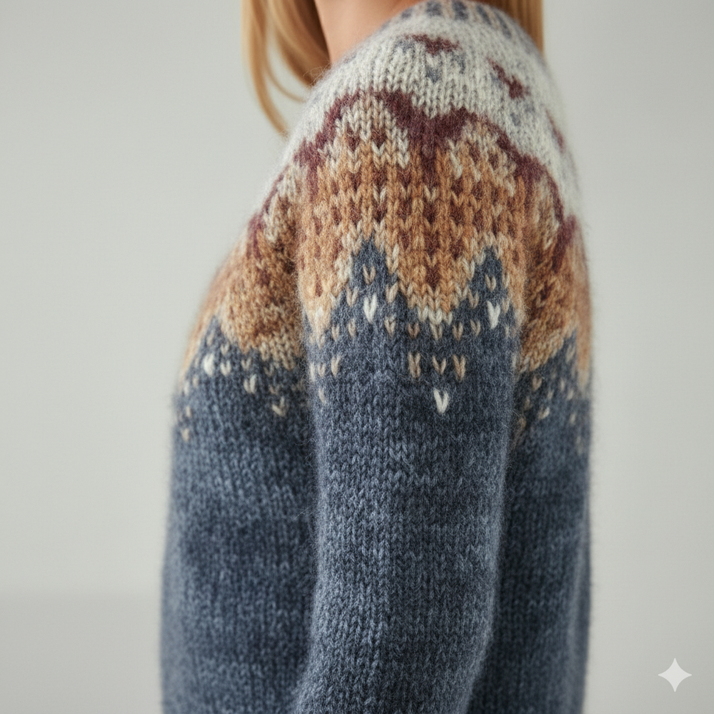 Damen Strickpullover mit Rundhals | Winter | Norweger-Muster