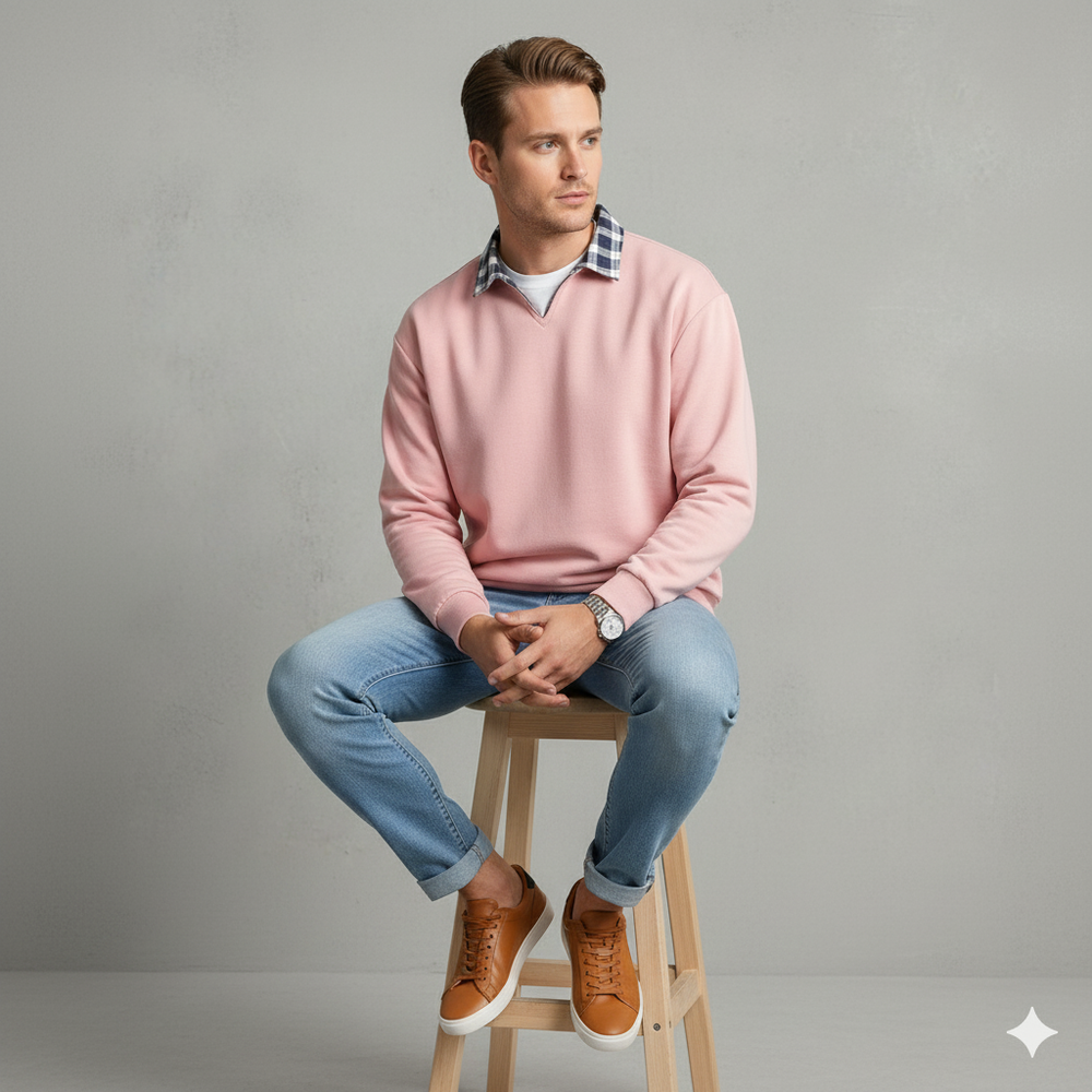 Lässiger Herrenpullover mit Reverskragen | Bequem | Freizeit