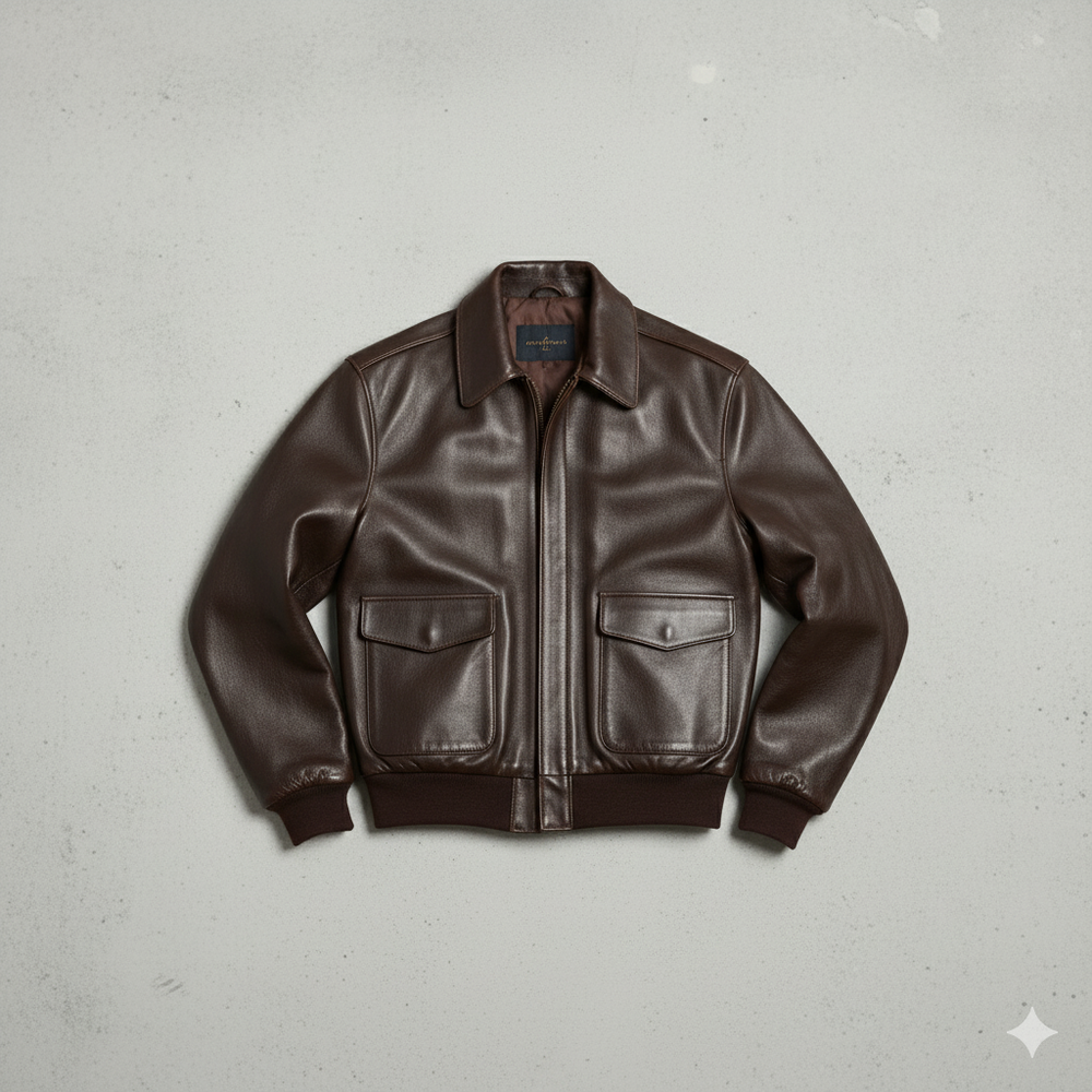 Herren Lederjacke im Retro Air Force Stil | Warm mit Fellkragen