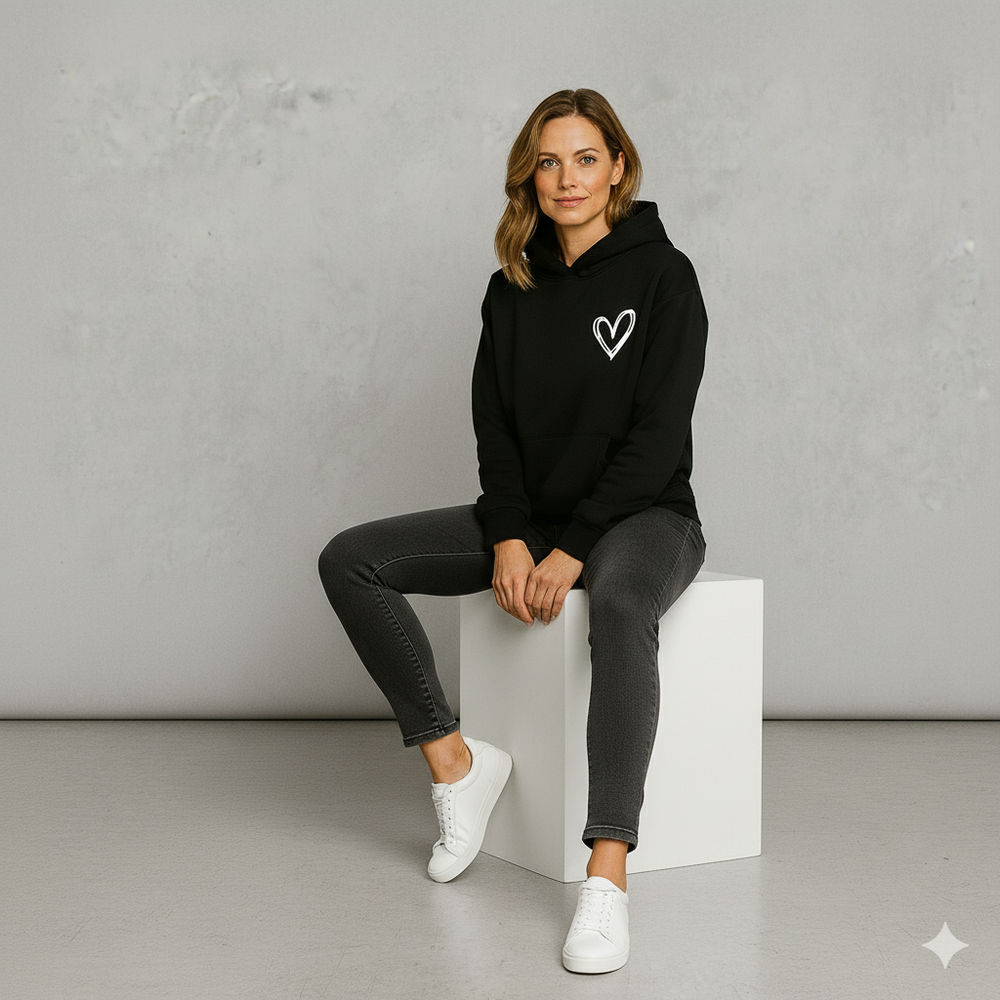 Damen Hoodie mit Herz Print | Lässig & Bequem