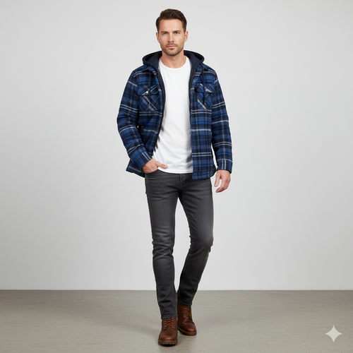 Gepolsterte Herrenjacke mit Karomuster | Warm & Casual Winter