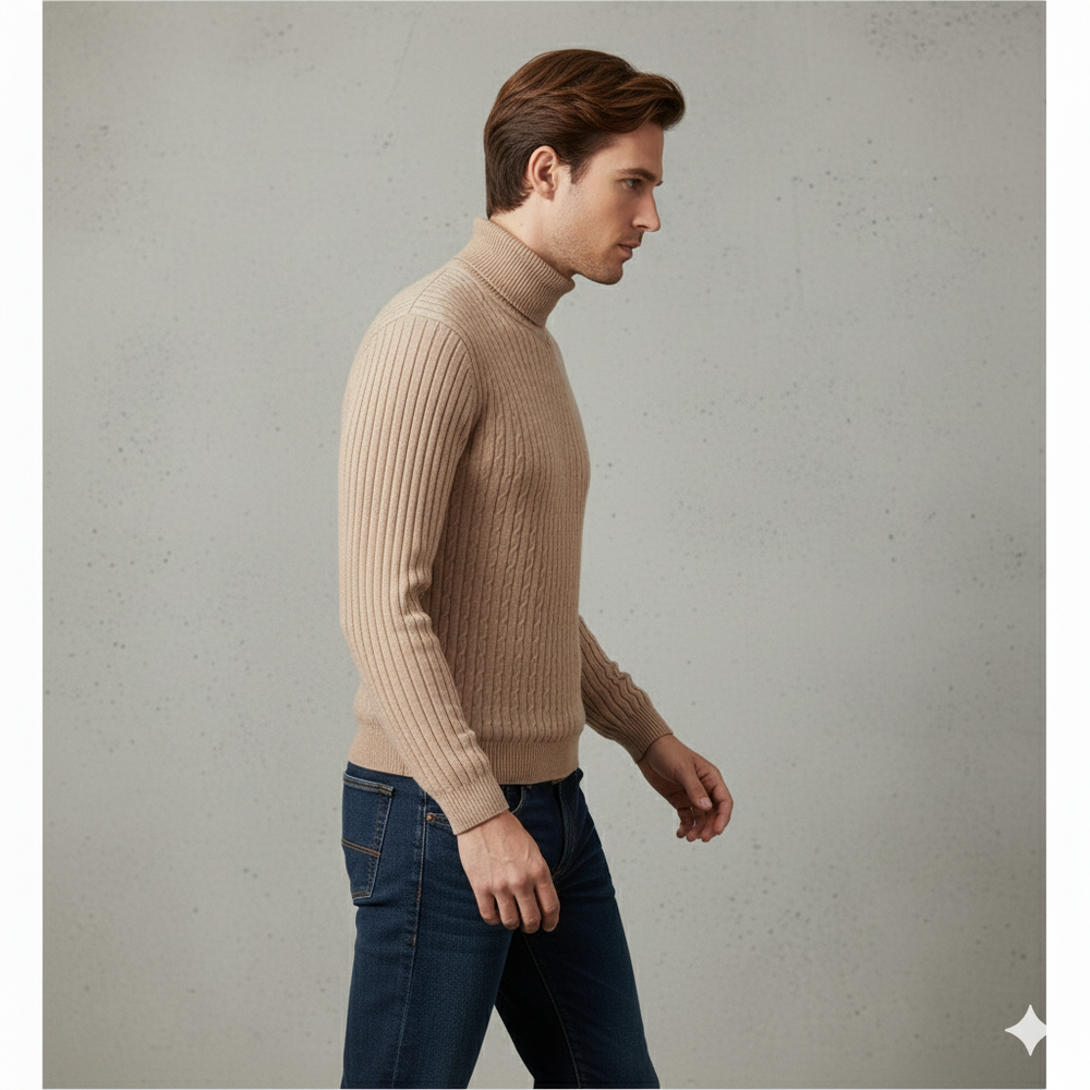 Feiner Herren Strickpullover mit Rollkragen