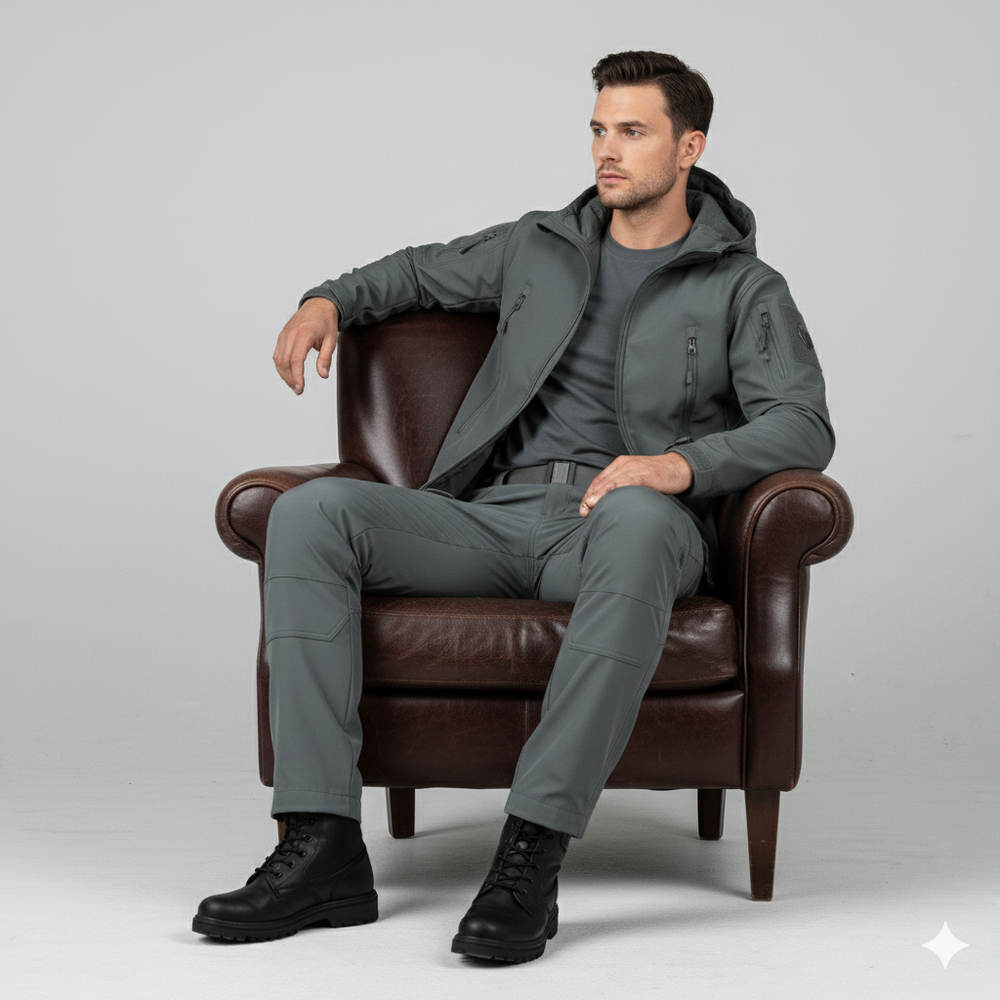 Herren Outdoor Taktikanzug mit Kapuze | Wasserabweisend & Winter