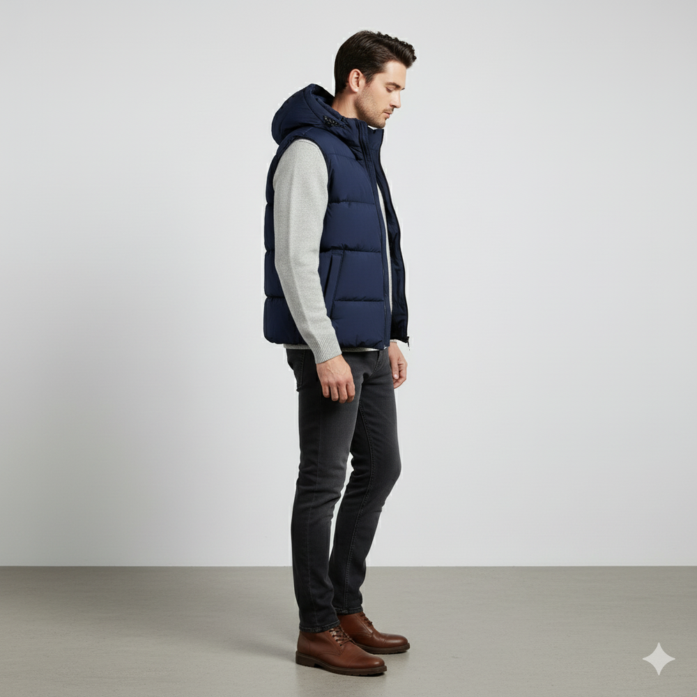 Herren Steppweste mit Kapuze | Warm & Bequem | Herbst/Winter