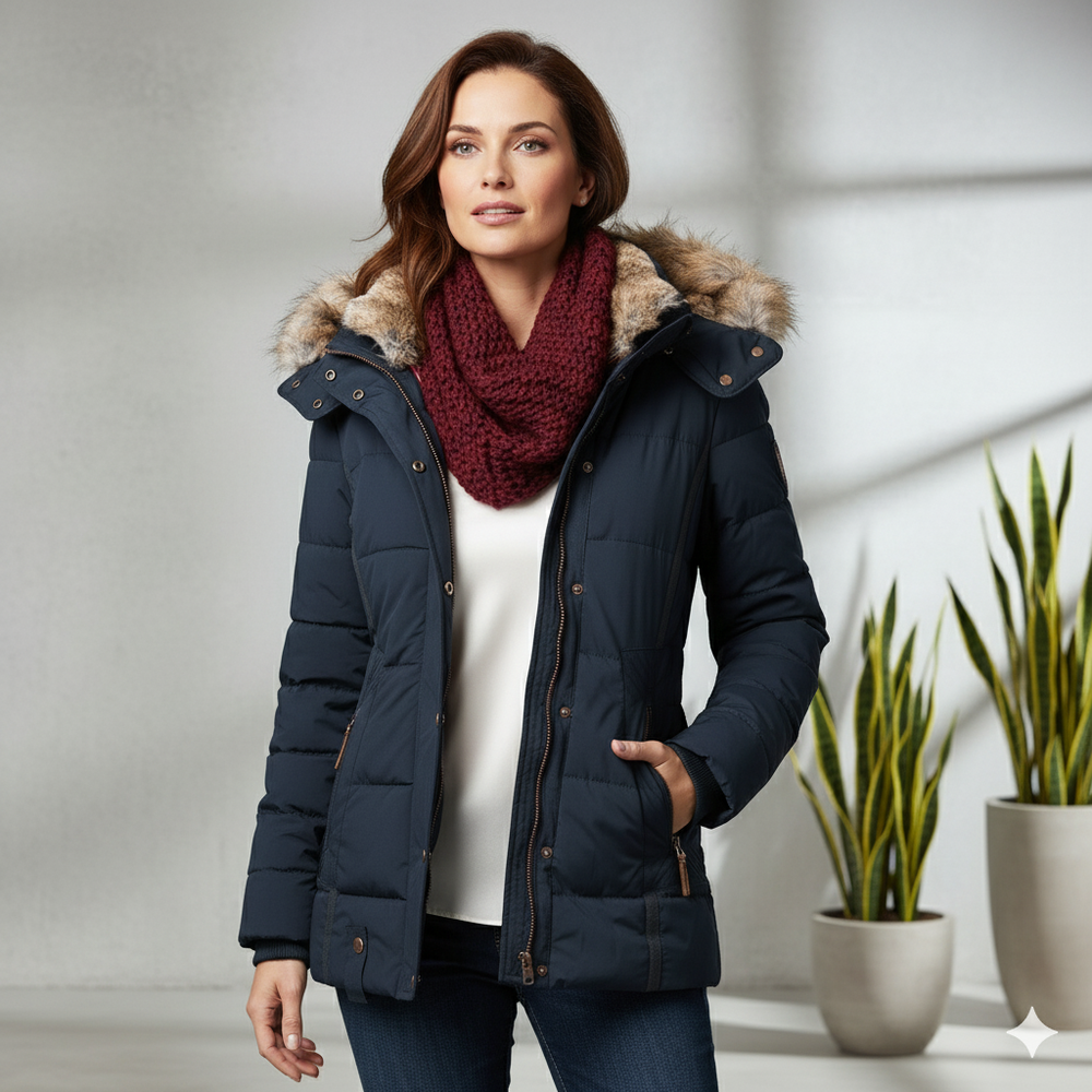 Damen Winterjacke mit Fellkapuze | Warm & Figurbetont