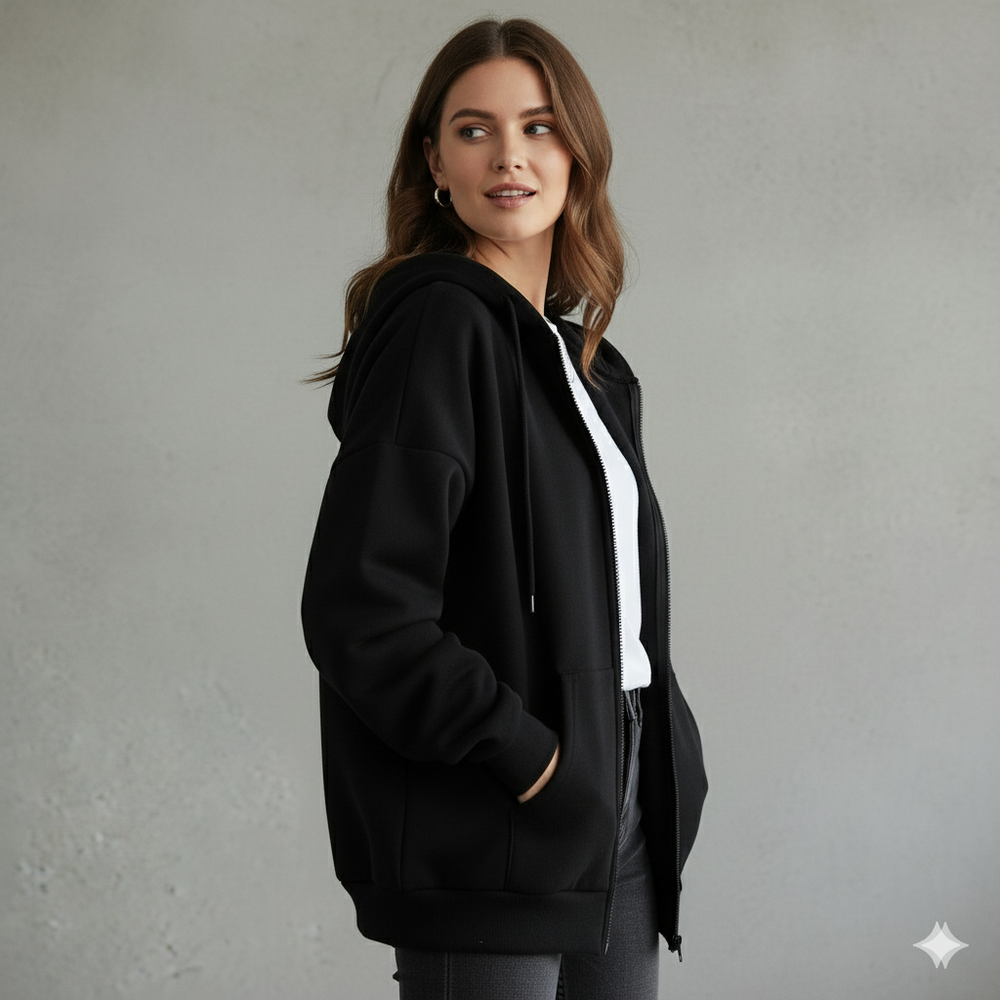 Kurz geschnittener Damen Hoodie mit Reißverschluss