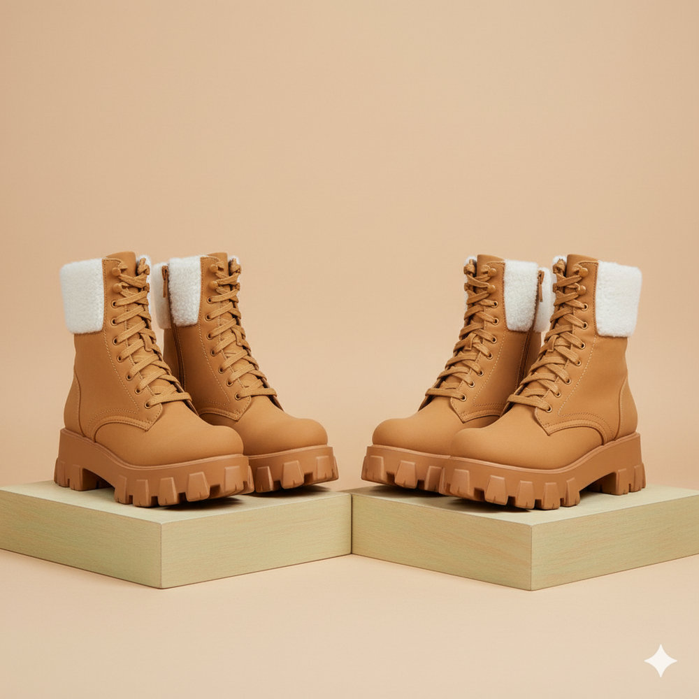 Damen Winter Schnürstiefel mit Fellfutter | Vegan & Rutschfest