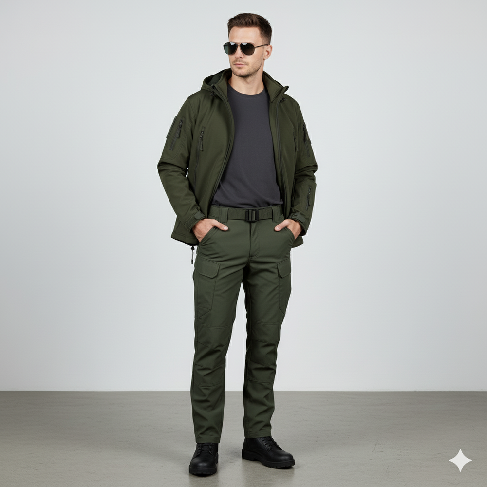 Herren Outdoor Taktikanzug mit Kapuze | Wasserabweisend & Winter