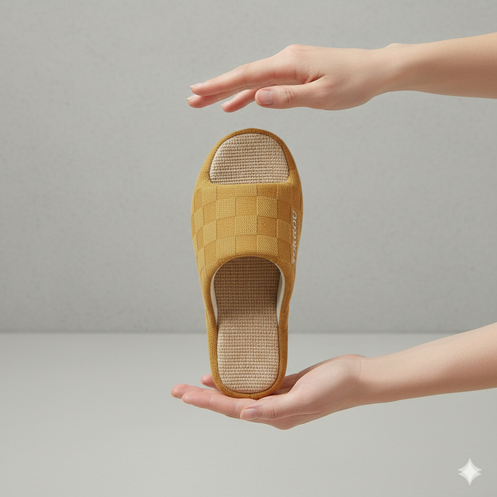 Leichte Damen Hausschuhe aus Leinen | Atmungsaktiv & für drinnen