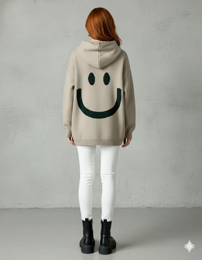 Damen Hoodie mit Smiley Print