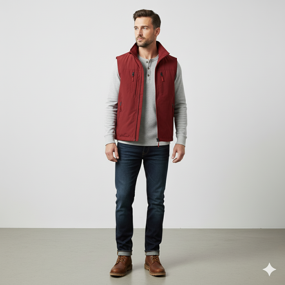 Herren Outdoor Weste mit Taschen | Leicht & Atmungsaktiv | Übergang