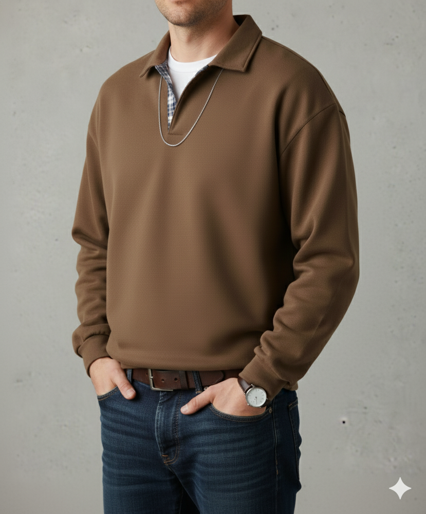 Lässiger Herrenpullover mit Reverskragen | Bequem | Freizeit