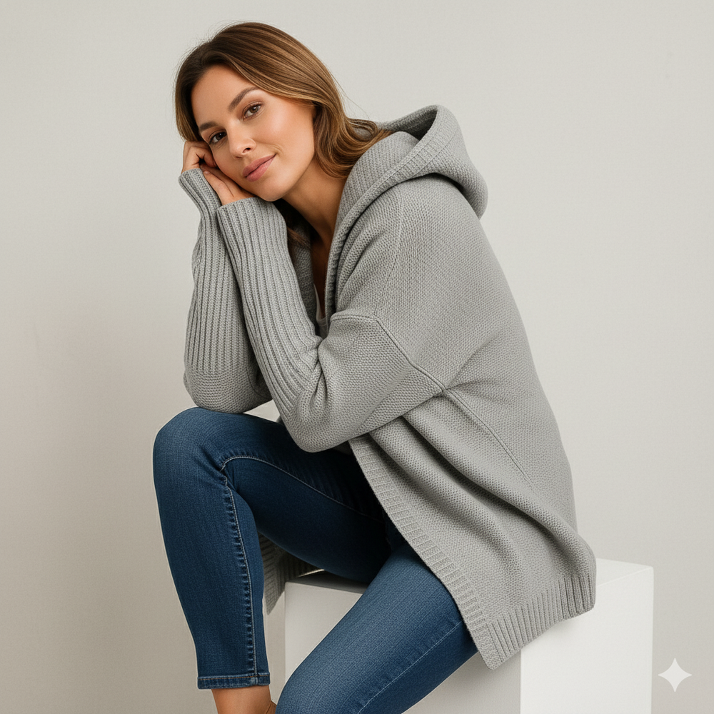 Damen Strickjacke mit Kapuze | Lässig & Übergang