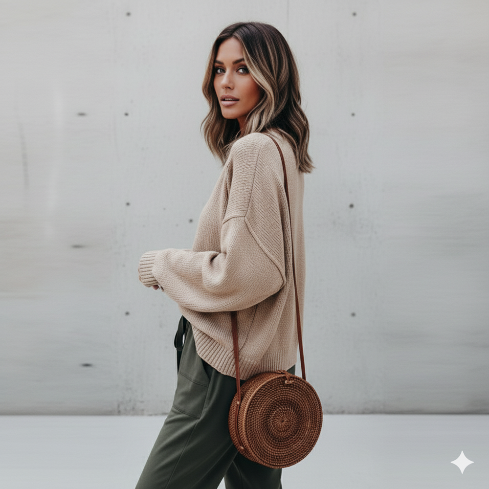 Damen Strickpullover mit V Ausschnitt | Locker & Freizeit