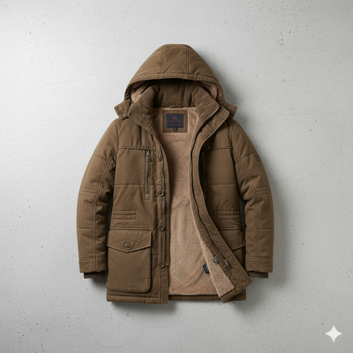 Warmer Herren Wintermantel mit Kapuze | Dick & Funktional