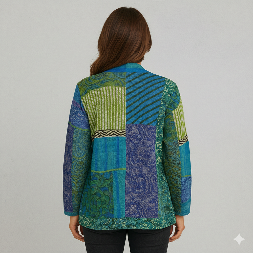 Weit geschnittener Damenmantel mit Ethno Muster | Boho Stil