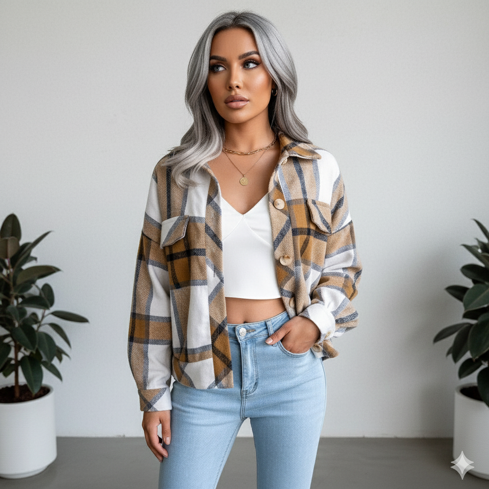 Damen Karo Hemdjacke | Lässig & Weich | Herbst