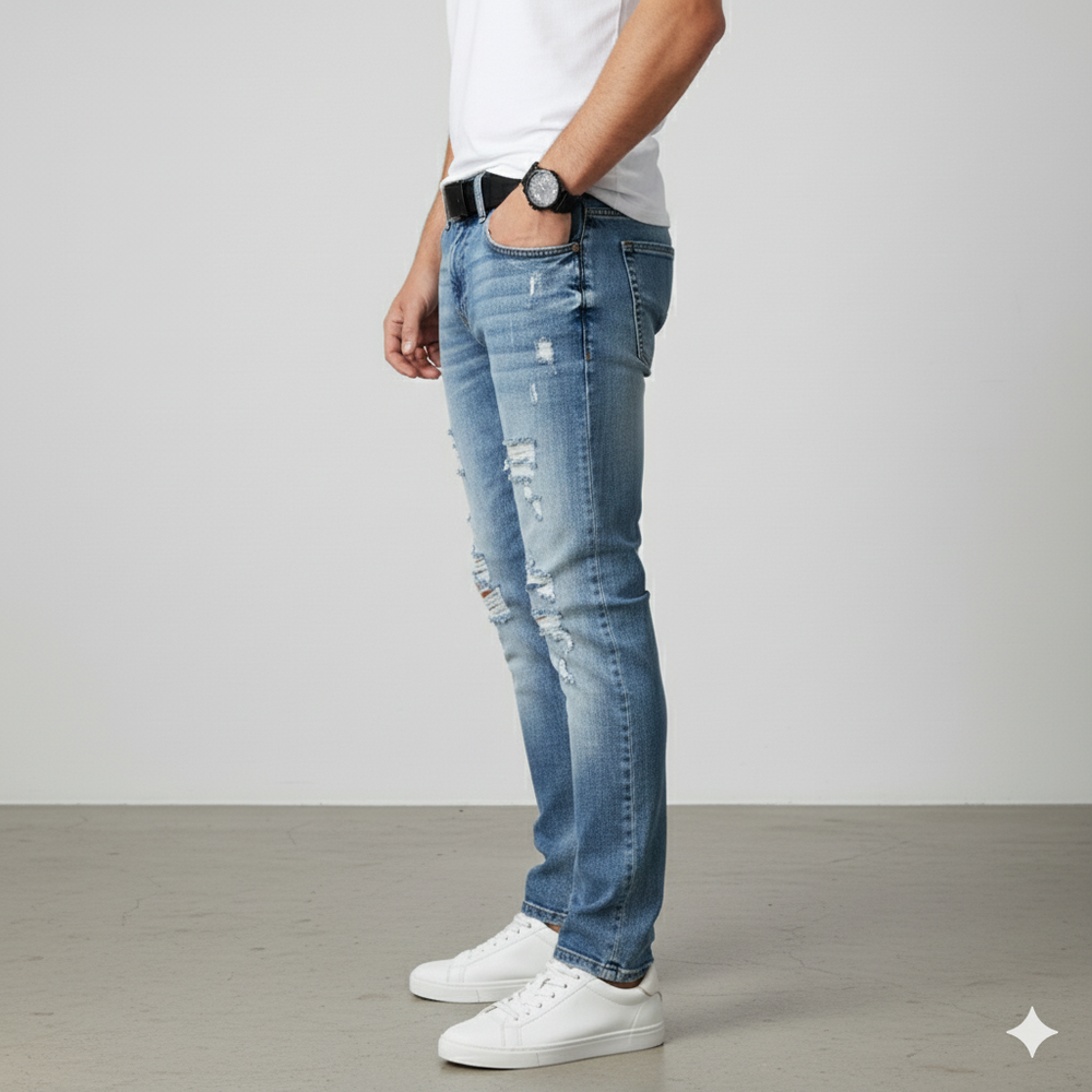 Herren Jeans Slim Fit | Modern mit Rissen & Lässig