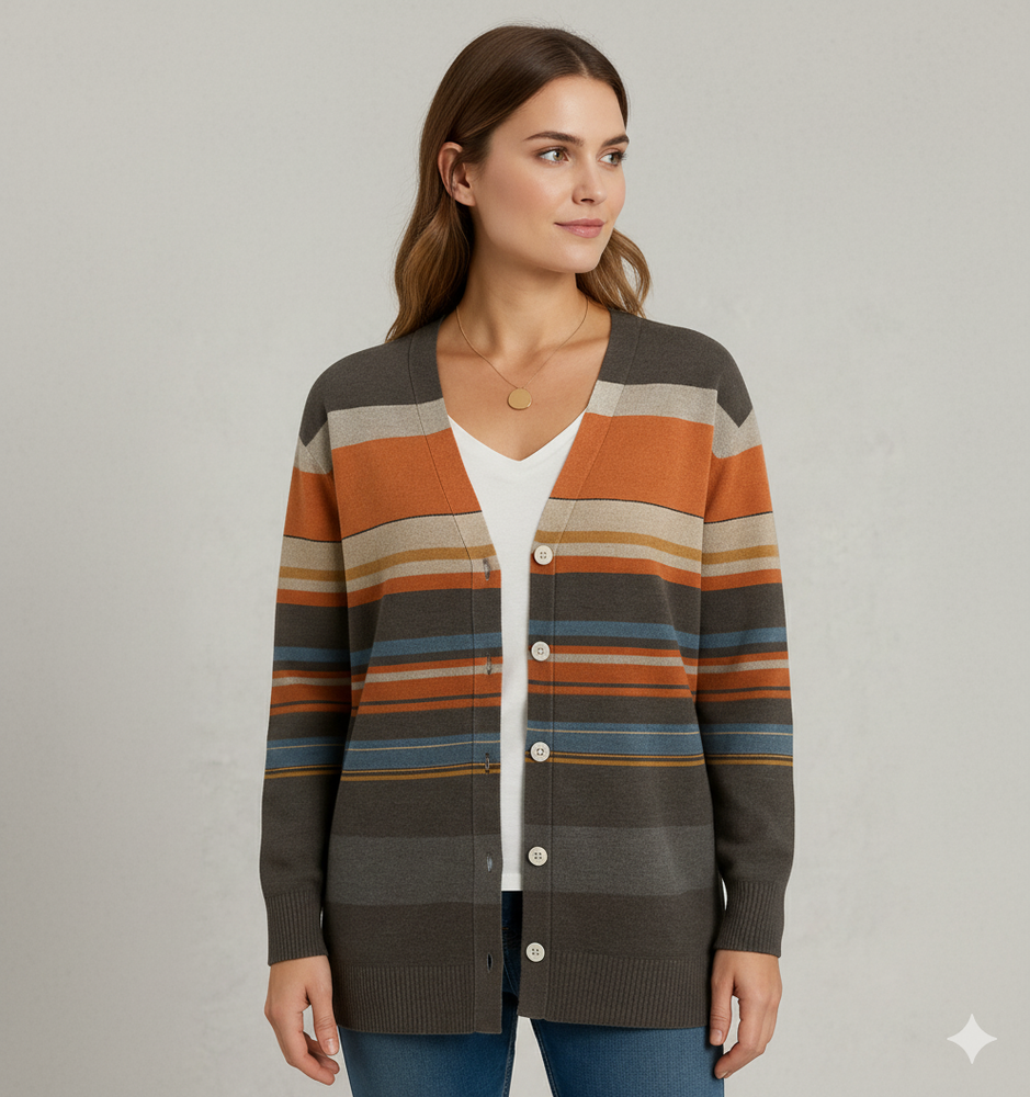 Damen Strickjacke mit abstraktem Print | Herbst/Winter | Stylisch